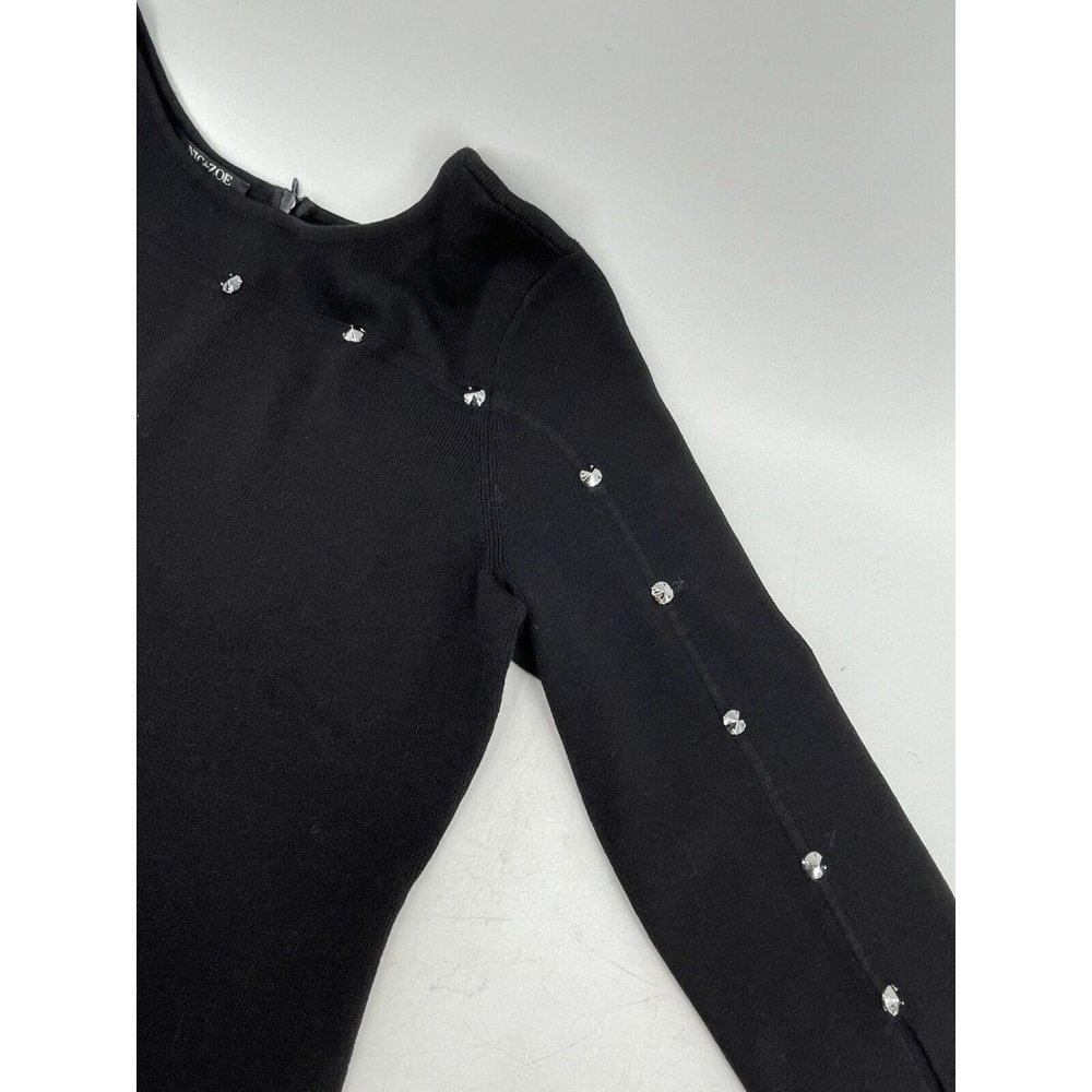 Nic + Zoe Women's Petite Black Long Sleeve Rhinestones Zip Knit Sweater Size PL - Picture 8 of 12